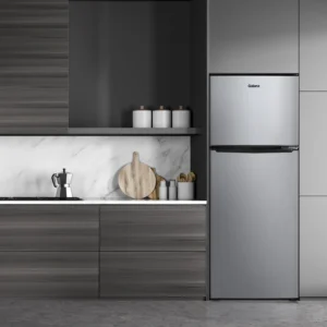 Galanz 4 6 Cu ft Two Door Mini Refrigerator with Freezer Stainless Steel New Width 19 13