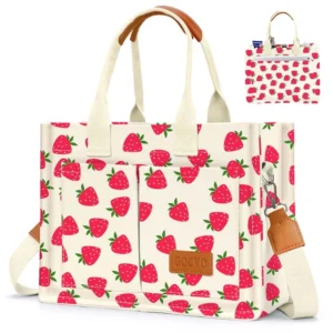 Gocvo Canvas Tote Bag for Women, Large Multi-Pocket Shoulder Handbag