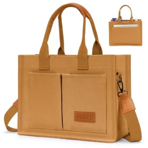 Gocvo Canvas Tote Bag for Women, Large Multi-Pocket Shoulder Handbag