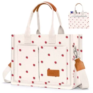 Gocvo Canvas Tote Bag for Women, Large Multi-Pocket Shoulder Handbag