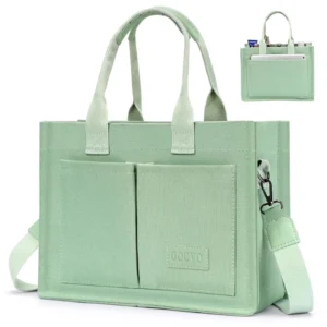 Gocvo Canvas Tote Bag for Women, Large Multi-Pocket Shoulder Handbag