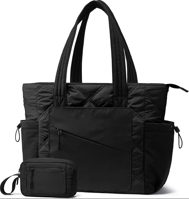 Gocvo Puffer Tote Bag for Women, Lightweight Tote Bag for School with — alternate angle showing full product