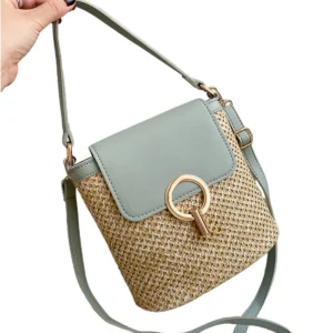 Gocvo Straw Beach Bag Womens Crossbody Shoulder Vacation Purse for Summer