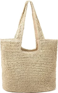 Gocvo Straw Beach Bag Womens Crossbody Shoulder Vacation Purse for Summer