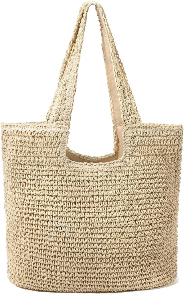 Gocvo Straw Beach Bag Womens Crossbody Shoulder Vacation Purse for Summer — close-up detail of design and finish