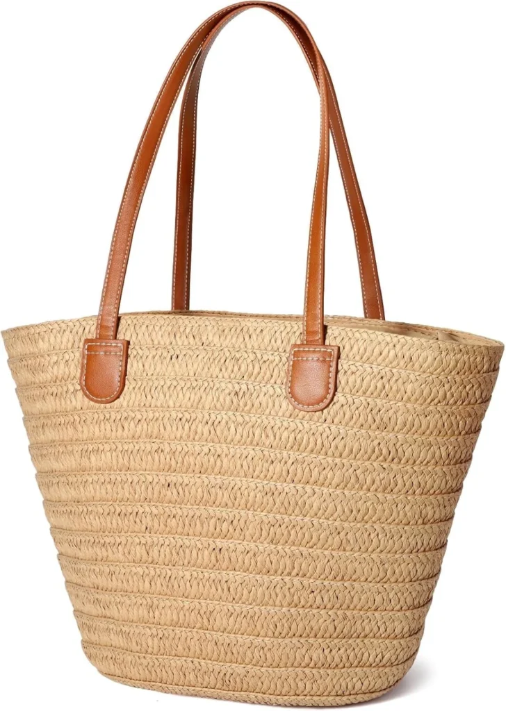 Gocvo Straw Beach Bag Womens Crossbody Shoulder Vacation Purse for Summer