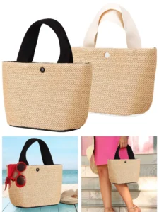 Gocvo Straw Beach Bag Womens Crossbody Shoulder Vacation Purse for Summer