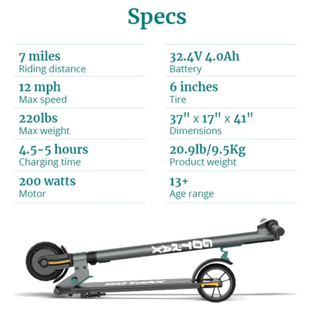 GOTRAX G2Plus Foldable Electric Scooter – 12mph for Adults & Teens β alternate angle showing full product