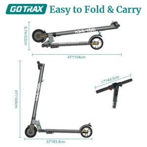 GOTRAX G2Plus Foldable Electric Scooter for Adult Teens Age of 8 with 6 Tires 200W 12mph Gray