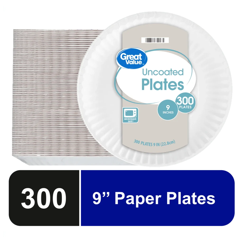 Great Value Everyday Design Paper Plates 8.6-inch – 300 Count Bulk Pack β alternate angle showing full product