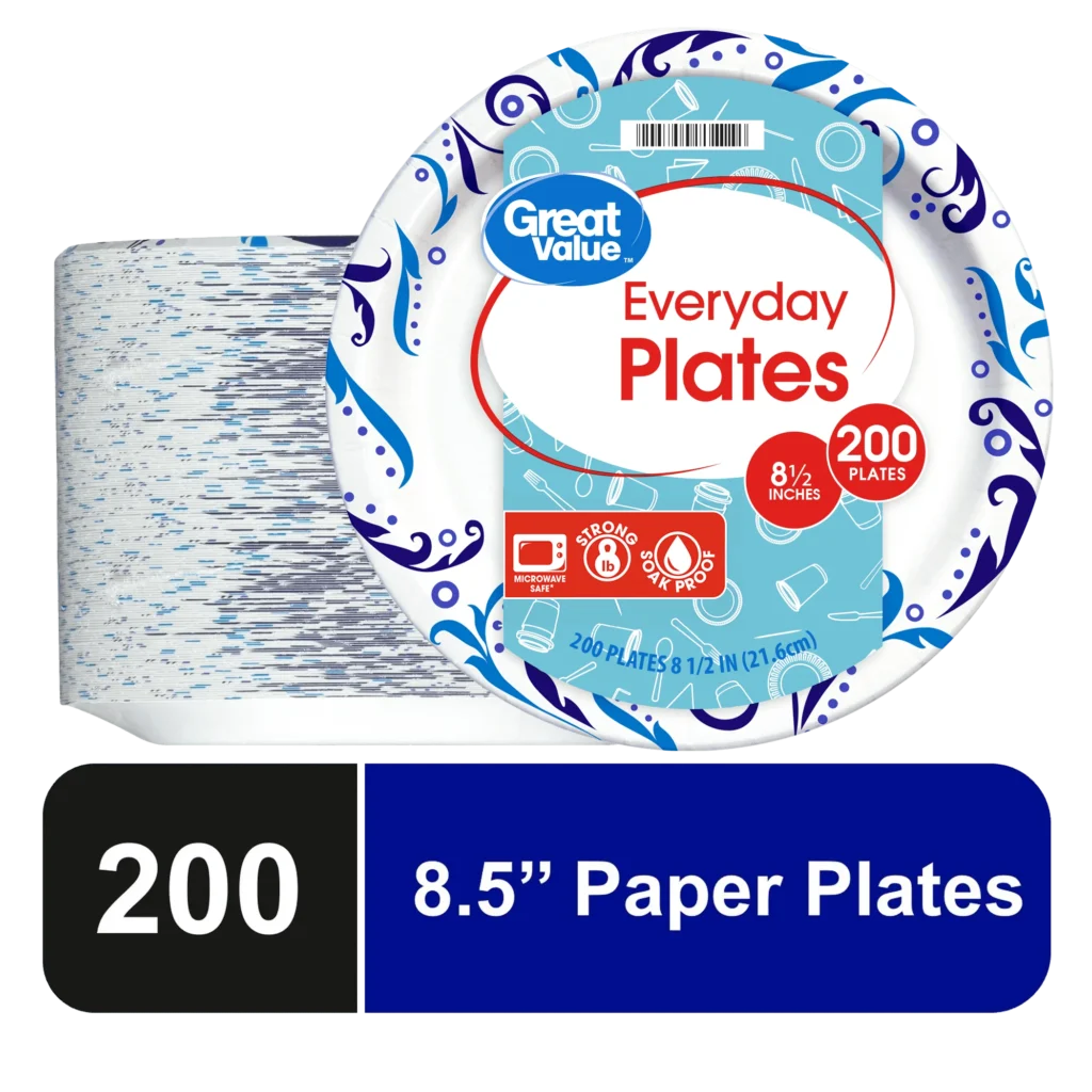 Great Value Everyday Design Paper Plates 8.6-inch – 300 Count Bulk Pack β close-up detail of design and finish