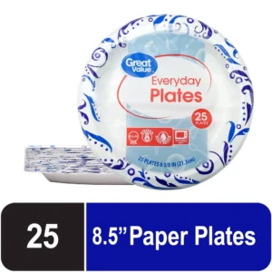 Great Value Everyday Strong Soak Proof Microwave Safe Disposable Paper Plates 8 5 in Patterned 200 Count