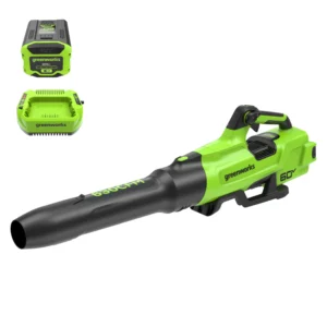 Greenworks 60V 630 CFM 170 MPH Leaf Blower with 2 5 Ah Battery 3 Amp Charger 2429902