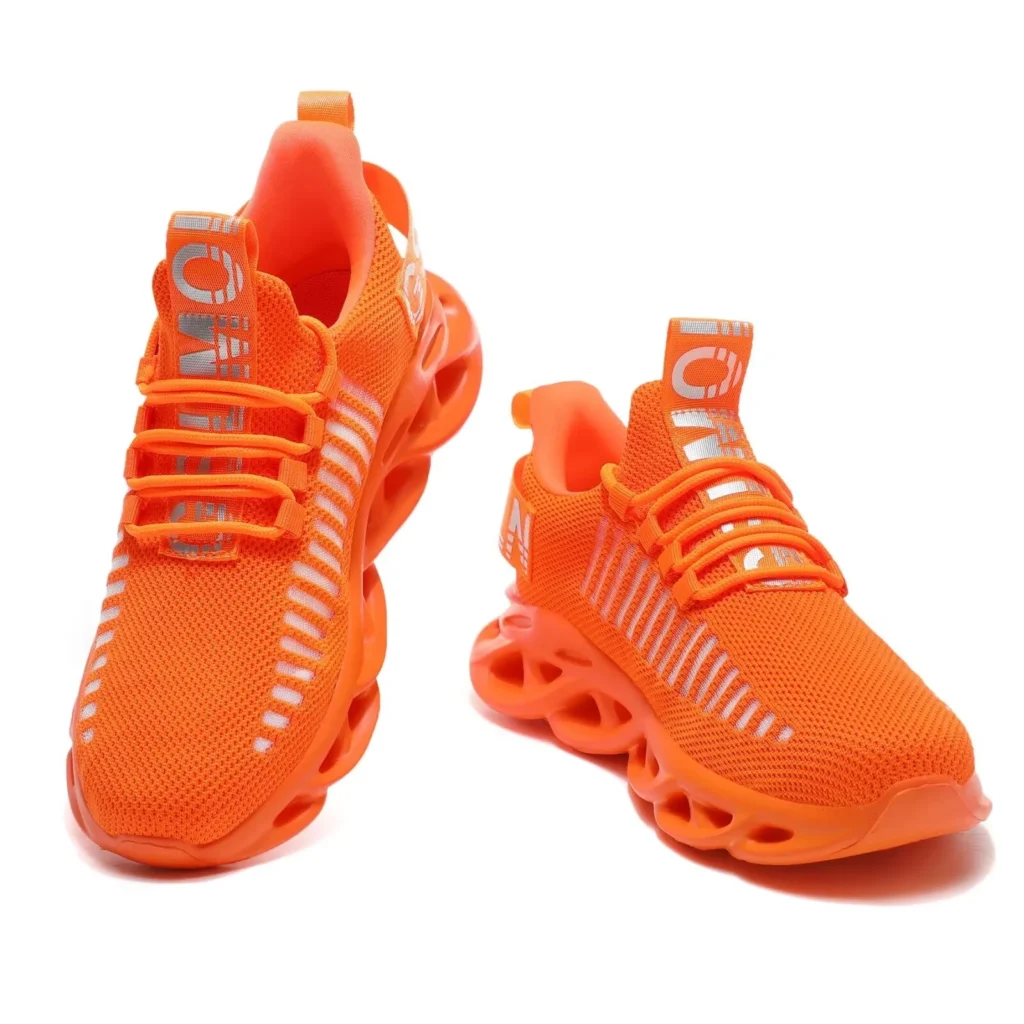 GSLMOLN Women s Walking Shoes Casual Running Tennis Slip On Sneakers Breathable Workout Lightweight Gym Fitness Sport Shoes Orange size 10 5