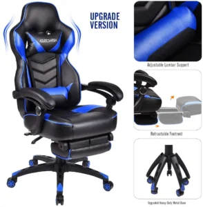 GTRACING Gaming Chair Ergonomic Office Desk Chair with Lumbar Support PU Leather Footrest Adjustable Headrest Red