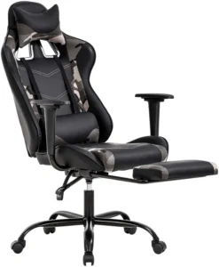GTRACING Gaming Chair Ergonomic Office Desk Chair with Lumbar Support PU Leather Footrest Adjustable Headrest Red
