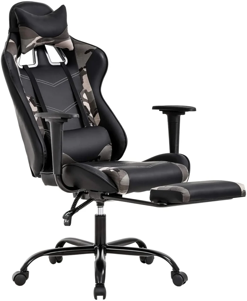 GTRACING Gaming Chair Ergonomic Office Desk Chair with Lumbar Support PU Leather Footrest Adjustable Headrest Red