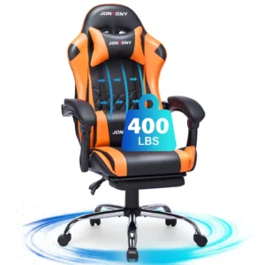 GTRACING Gaming Chair Ergonomic Office Desk Chair with Lumbar Support PU Leather Footrest Adjustable Headrest Red