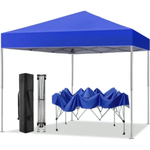 GVDV Canopy Tent 10×10 ft Easy Pop up Outdoor Canopy Tent Portable Straight Leg Gazebo Instant Canopy Blue