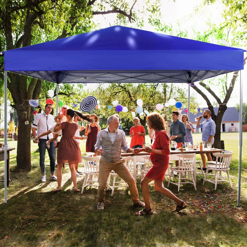 GVDV Canopy Tent 10×10 ft Easy Pop up Outdoor Canopy Tent Portable Straight Leg Gazebo Instant Canopy Blue