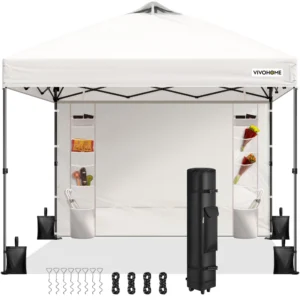 GVDV Canopy Tent 10×10 ft Easy Pop up Outdoor Canopy Tent Portable Straight Leg Gazebo Instant Canopy Blue