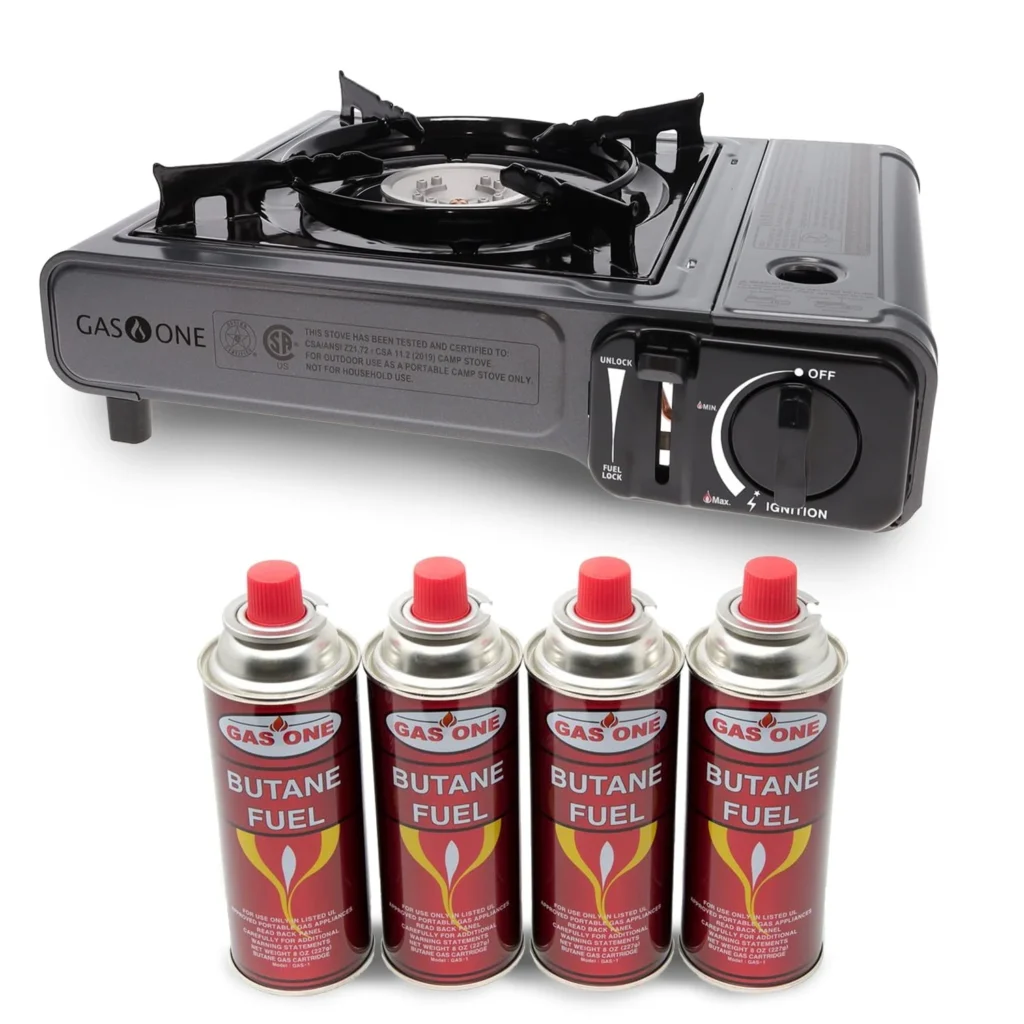 GVDV Portable Camping Stove, 1 Burner Butane Stove, 8530 BTU, Compact