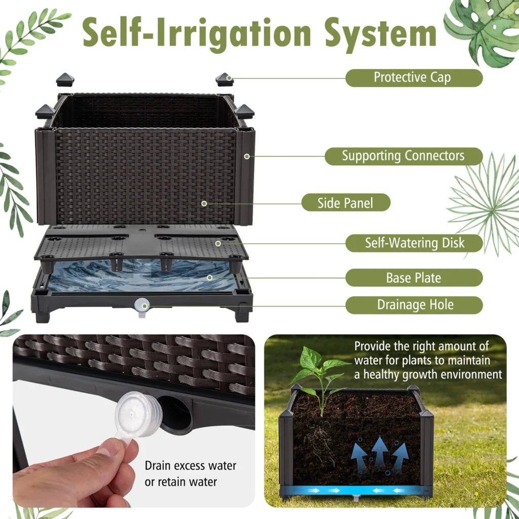 Gymax Elevated Plastic Raised Garden Bed Planter Kit for Flower Vegetable Grow 2 Set — close-up detail of design and finish
