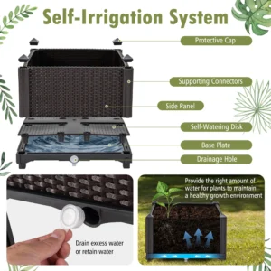 Gymax Elevated Plastic Raised Garden Bed Planter Kit for Flower Vegetable Grow 2 Set