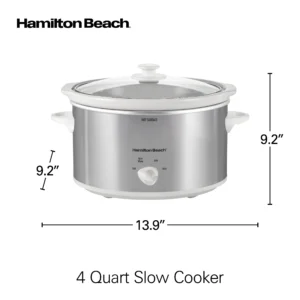 Hamilton Beach Slow Cooker 6 Quart Capacity Large Capacity Serves 7 Dishwasher Safe Removable Crock Red 33666