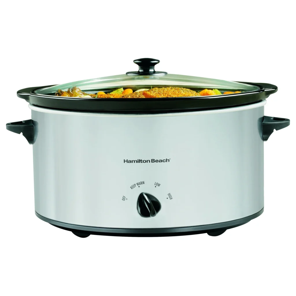 Hamilton Beach Slow Cooker 6 Quart Large Capacity Serves 7 Dishwasher Safe Removable Crock Red