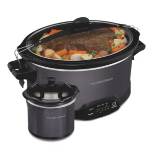 Hamilton Beach Slow Cooker 6 Quart Large Capacity Serves 7 Dishwasher Safe Removable Crock Red