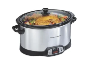 Hamilton Beach Slow Cooker 6 Quart Large Capacity Serves 7 Dishwasher Safe Removable Crock Red