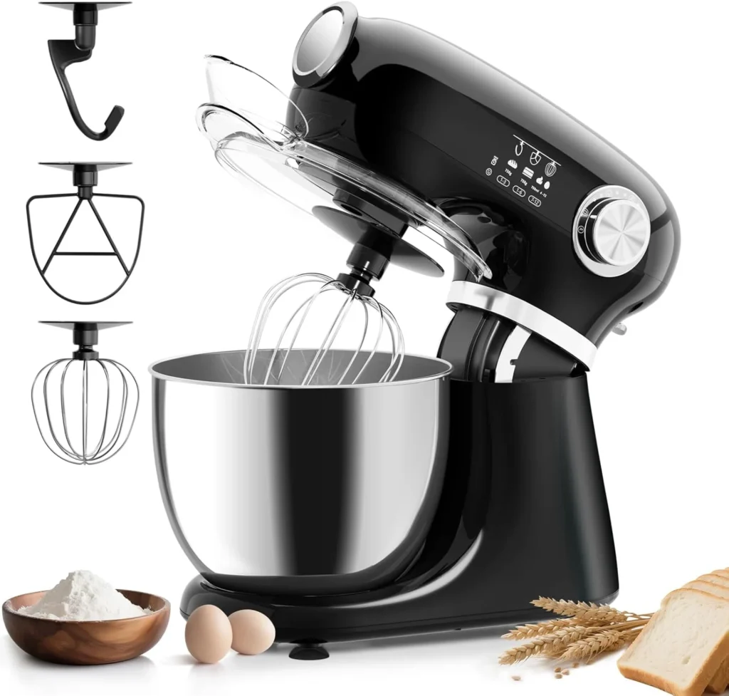 Havato Stand Mixer 12 Speeds Tilt Head Electric Mixer 5 3QT Stainless Steel Mixing Bowl Kitchen Mixer Egg Whisk Dough Hook Beater Baking Spatula Red