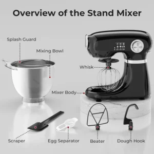 Havato Stand Mixer 12 Speeds Tilt Head Electric Mixer 5 3QT Stainless Steel Mixing Bowl Kitchen Mixer Egg Whisk Dough Hook Beater Baking Spatula Red