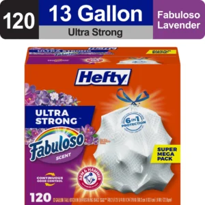 Hefty Ultra Strong 13 gallon Trash Bags Tall Kitchen Trash Bags White Fabuloso Scent 80 Bags