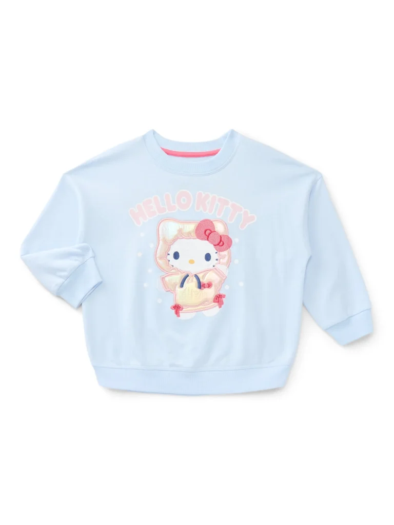 Hello Kitty Girls’ Long Sleeve Graphic Sweatshirt – Soft & Stylish β close-up detail of design and finish