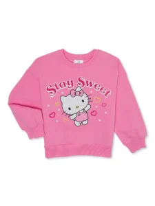 Hello Kitty Girl s Long Sleeve Active Graphic Crewneck Sweatshirt Sizes 4 12