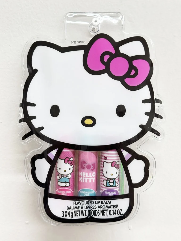 Hello Kitty Moisturizing Lip Balm Tin – Iconic Collectible Case — close-up detail of design and finish