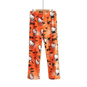 Hello Kitty Holiday All Over Print Women s Wide Leg Sleep Pajama Pants Small