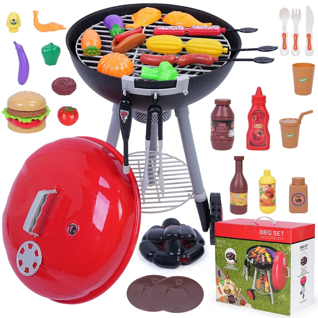 Hey Play Realistic BBQ Grill Toy Set – Interactive Kids Play Set β alternate angle showing full product