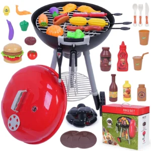 Hey Play BBQ Grill Toy Set Pretend Play Kids Dinner Play Set