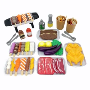 Hey Play BBQ Grill Toy Set Pretend Play Kids Dinner Play Set