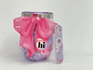 Hi Peach Layne, Mother’s Day Gift Set, Purple Floral Wine Tumbler with