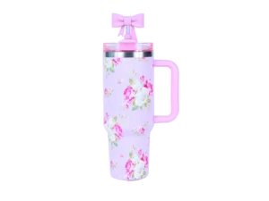 Hi Peach Layne, Mother’s Day Gift Set, Purple Floral Wine Tumbler with