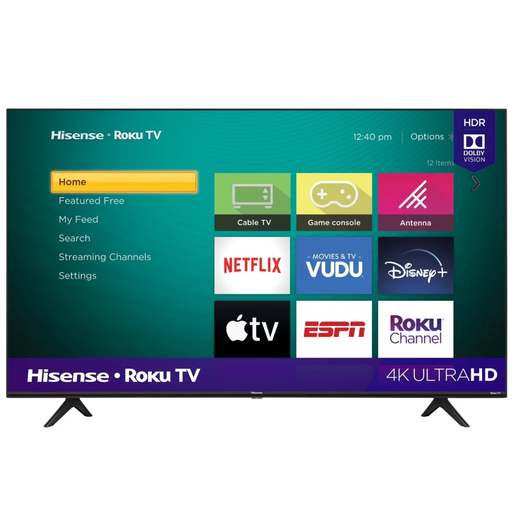 Hisense 58-inch 4K UHD Roku Smart TV – HDR R6 Series β close-up detail of design and finish