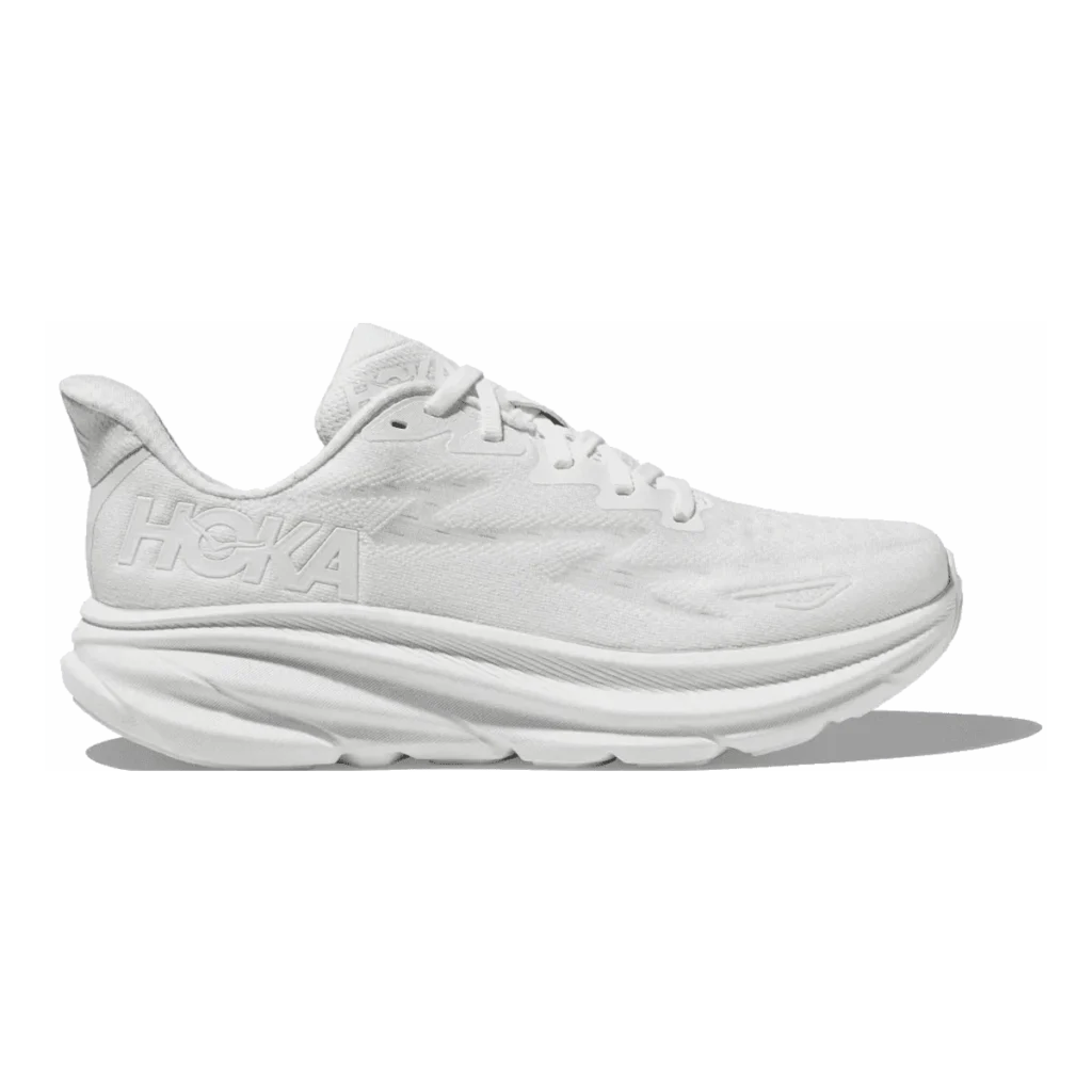 Hoka One One Clifton 9 Lightweight Running Shoes – Shifting Sand — close-up detail of design and finish