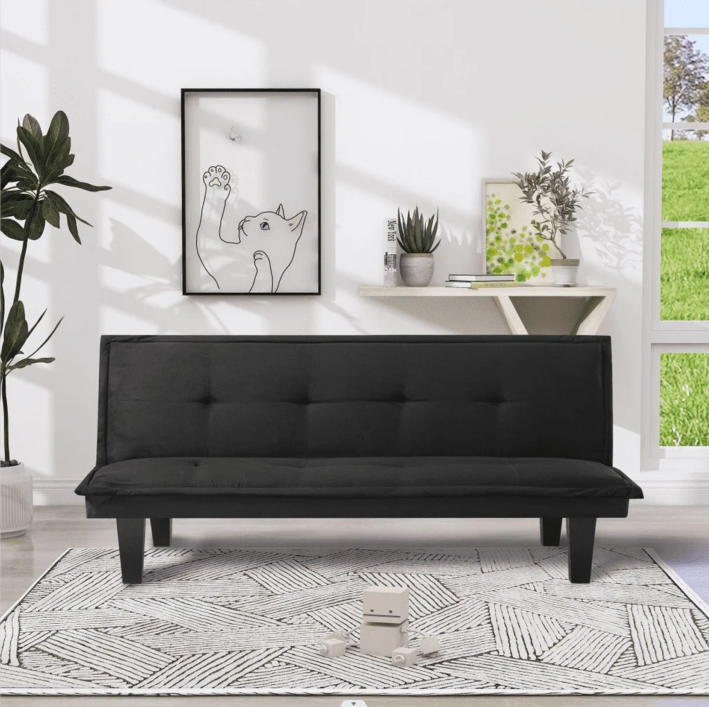 Homall Faux Leather Futon Sofa Bed – Convertible with Cupholders β close-up detail of design and finish