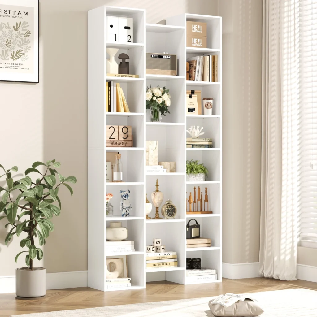 Homfa 21 Cube Triple Width Bookcase – Adjustable Industrial Storage — close-up detail of design and finish
