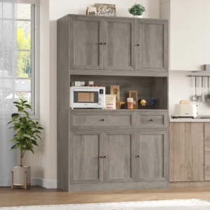 Homfa 70 Tall Kitchen Pantry with Shelf Drawer Farmhouse 2 Door Pantry Storage Cabinet for Dining Room Living Room Rustic Brown
