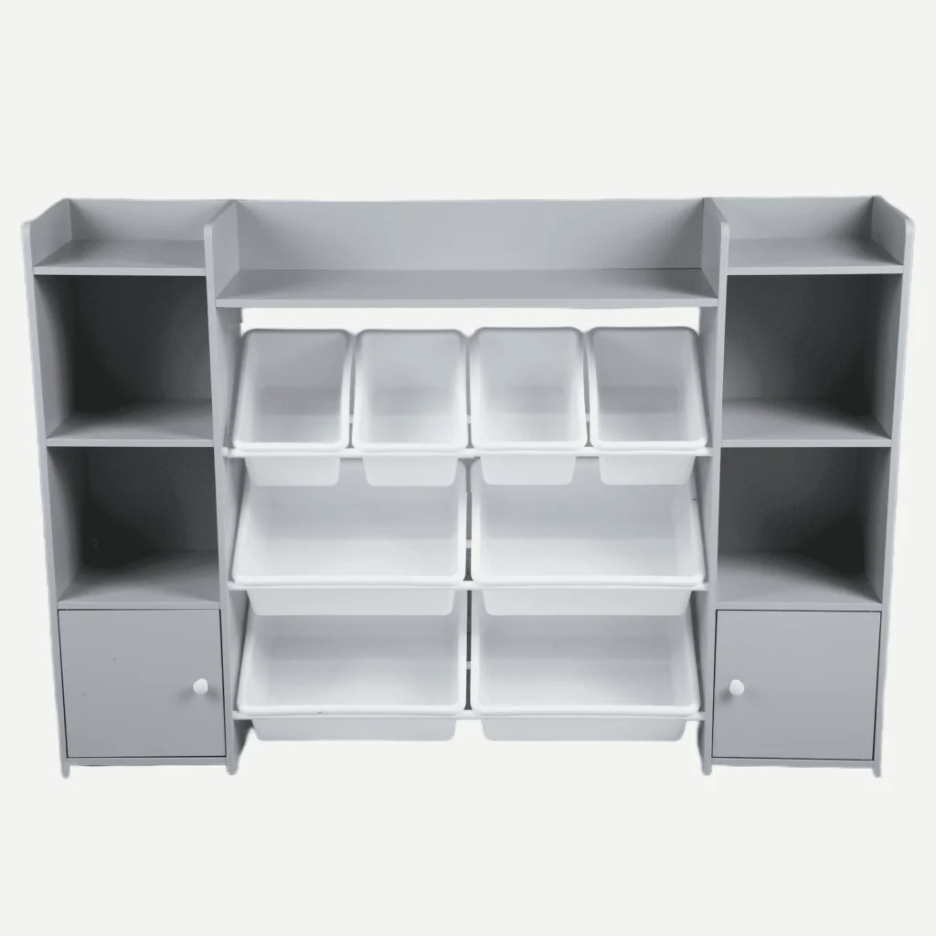 Homfa Kids Toy Organization Cubby Bookcase – 9 Bins & 2 Doors — close-up detail of design and finish